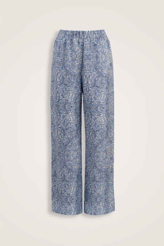Door Pattern Blue Cotton Silk Trousers - 2