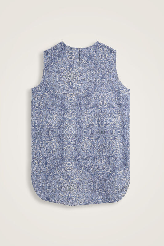 Door Pattern Blue Cotton Silk Undershirt - 2