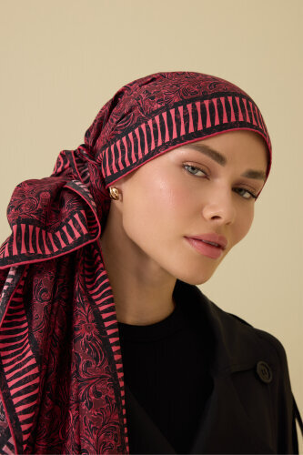 Door Pattern Burgundy Cotton Silk Shawl - 5