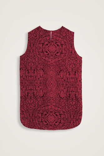 Door Pattern Burgundy Cotton Silk Undershirt - 3