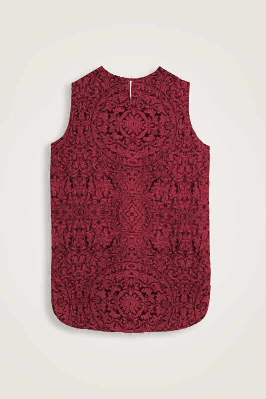 Door Pattern Burgundy Cotton Silk Undershirt - 3