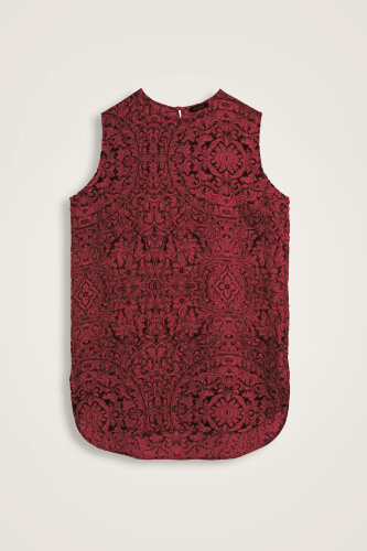 Door Pattern Burgundy Cotton Silk Undershirt - 2