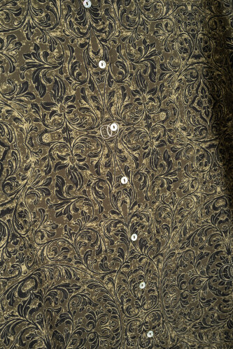 Door Pattern Khaki Cotton Silk Shirt - 2