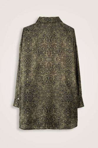 Door Pattern Khaki Cotton Silk Shirt - 3