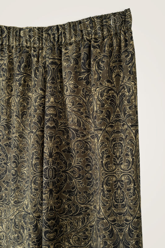 Door Pattern Khaki Cotton Silk Trousers - 2