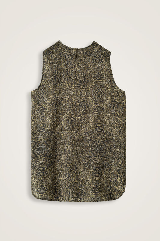 Door Pattern Khaki Cotton Silk Undershirt - 2