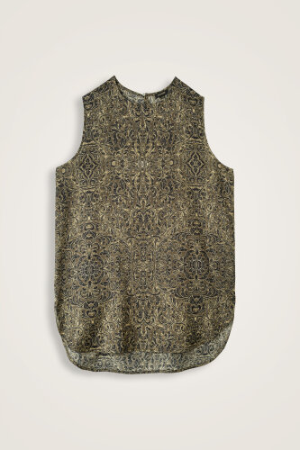 Door Pattern Khaki Cotton Silk Undershirt 