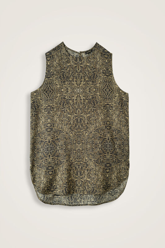 Door Pattern Khaki Cotton Silk Undershirt - 1