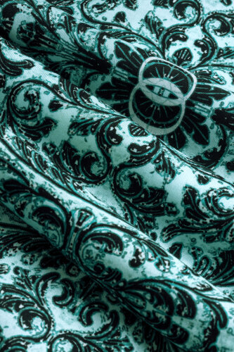 Door Pattern Turquoise Cotton Silk Shawl - Imannoor (4)