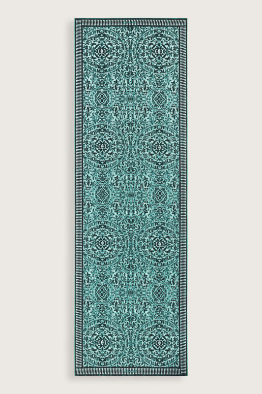 Door Pattern Turquoise Cotton Silk Shawl - 2