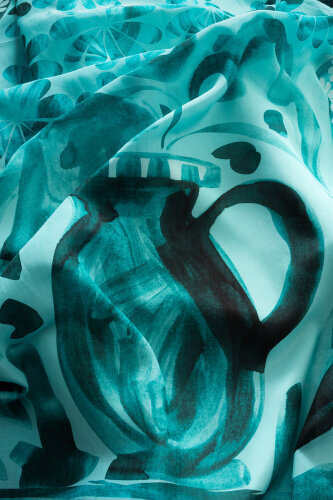 Double Flowerpot Turquoise Cotton Silk Shawl - Imannoor (4)