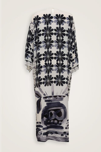 Double Flowerpot White Crepe Silk Dress - 4