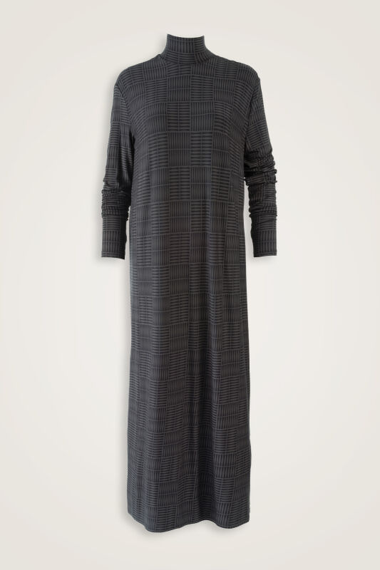 Double I Anthracite Turtleneck Combed Cotton Dress - 1