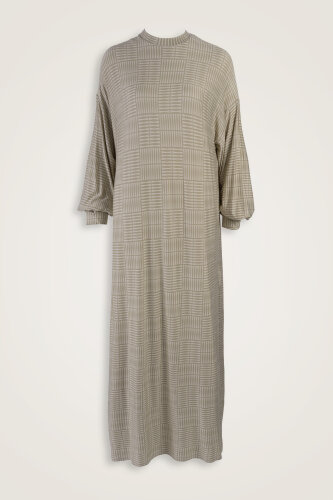 Double I Beige Sleeveless Rib Combed Cotton Dress 