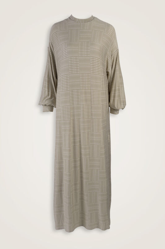 Double I Beige Sleeveless Rib Combed Cotton Dress - 1