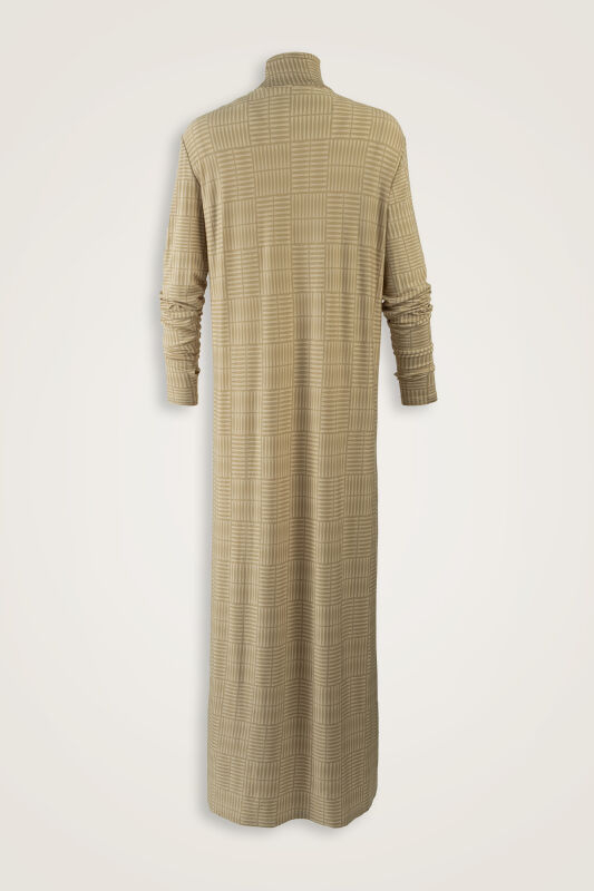 Double I Beige Turtleneck Combed Cotton Dress - 2