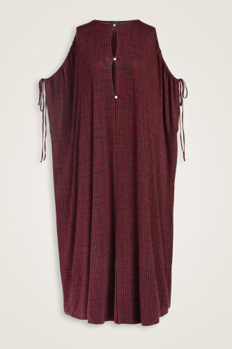 Double I Burgundy Combed Cotton Abaya - 1