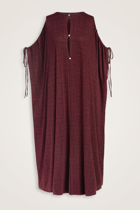 Double I Burgundy Combed Cotton Abaya - 1