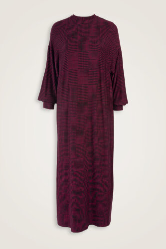 Double I Burgundy Sleeveless Rib Combed Cotton Dress 