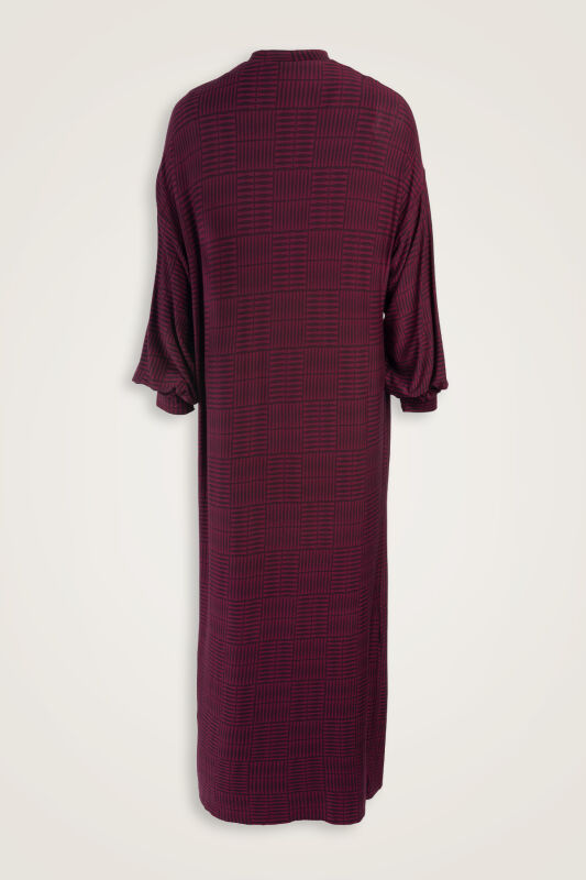 Double I Burgundy Sleeveless Rib Combed Cotton Dress - 2