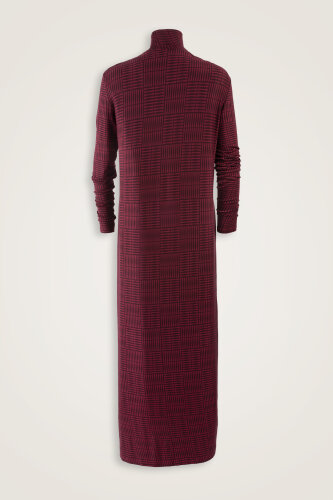 Double I Burgundy Turtleneck Combed Cotton Dress - Imannoor (1)