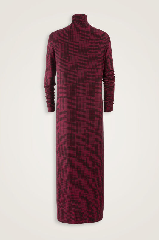 Double I Burgundy Turtleneck Combed Cotton Dress - 2
