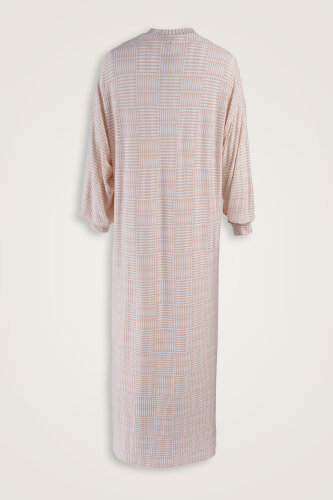 Double I Cream Sleeve Rib Combed Cotton Dress - 2