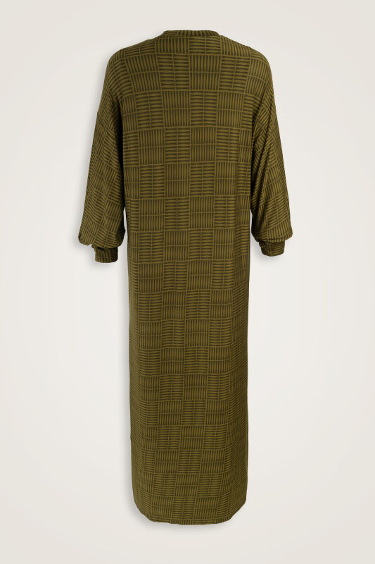 Double I Khaki Sleeve Rib Combed Cotton Dress - 2
