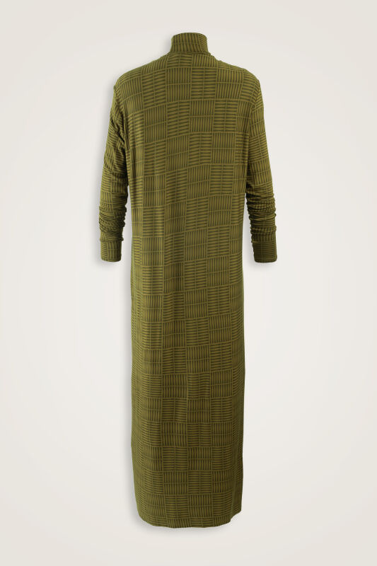 Double I Khaki Turtleneck Combed Cotton Dress - 2