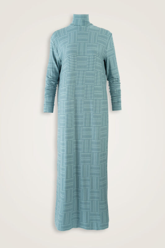 Double I Mint Green Turtleneck Combed Cotton Dress - 1