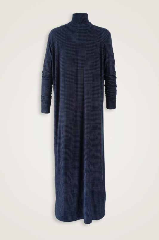 Double I Navy Blue Turtleneck Combed Cotton Dress - 2