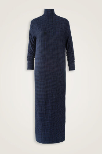 Double I Navy Blue Turtleneck Combed Cotton Dress 