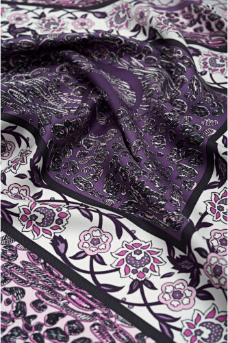 Double Leopard Silk Scarf Purple - 3