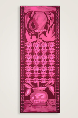 Double Pot Burgundy Cotton Shawl - 2