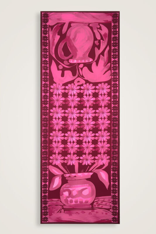 Double Pot Burgundy Cotton Shawl - 2