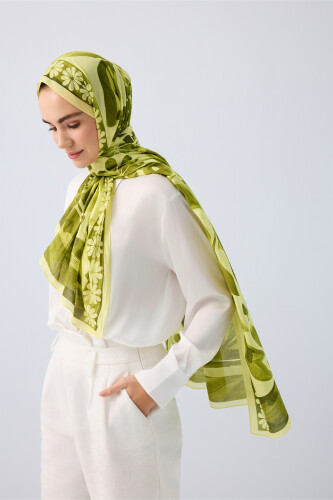 Double Pot Green Cotton Shawl 