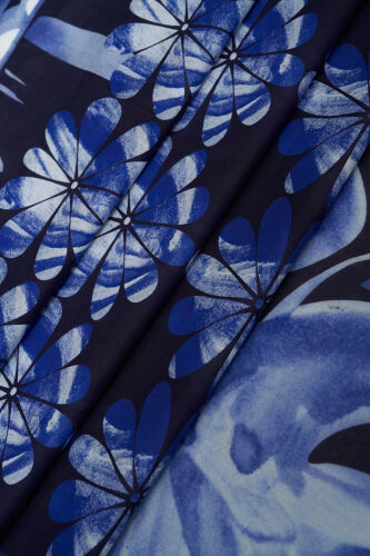 Double Pot Navy Blue Cotton Shawl - 3