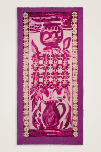 Double Pot Powder Pink-Fuchsia Wool Silk Scarf - Imannoor (1)