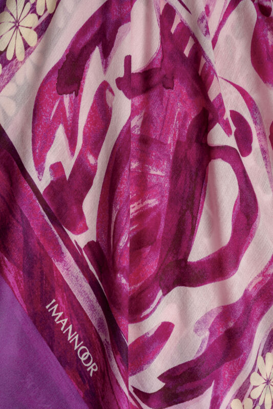 Double Pot Powder Pink-Fuchsia Wool Silk Scarf - 2