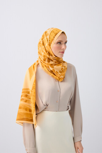 Double Pot Yellow Cotton Shawl - 7