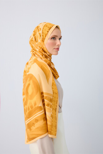 Double Pot Yellow Cotton Shawl - 5