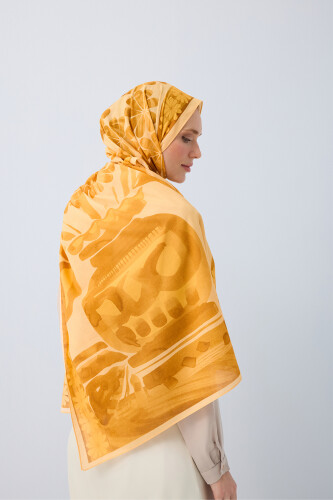 Double Pot Yellow Cotton Shawl 