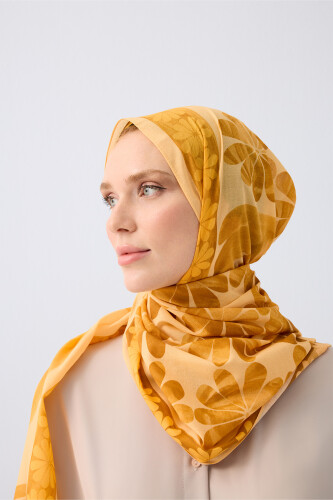 Double Pot Yellow Cotton Shawl - 8