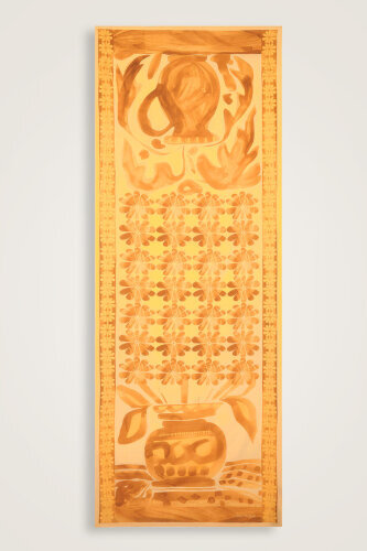 Double Pot Yellow Cotton Shawl - 2