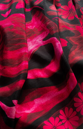 Double Potted Fuchsia Cotton Silk Shawl - 4