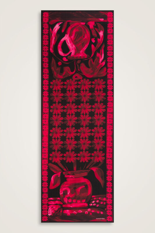 Double Potted Fuchsia Cotton Silk Shawl - 2