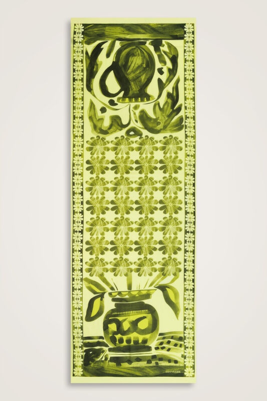 Double Potted Green Cotton Silk Shawl - 2