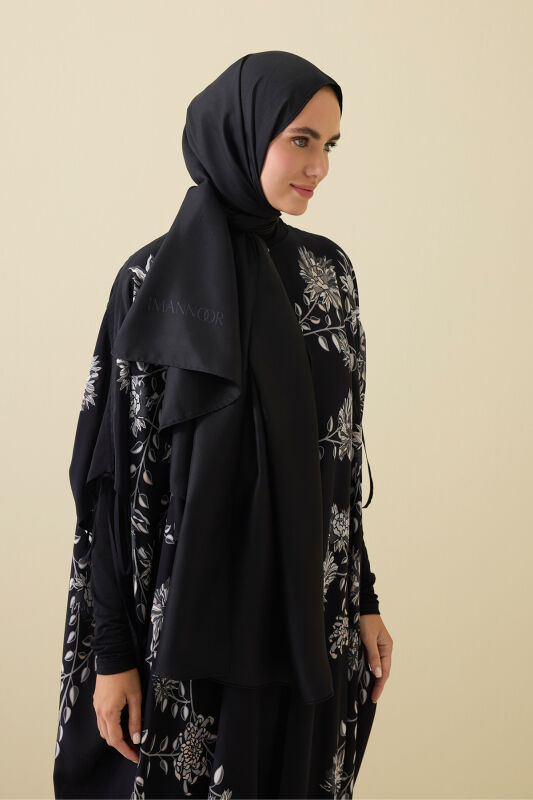 Double Sided Mulberry Silk Shawl Black - 3