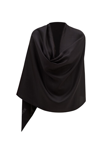 Double Sided Mulberry Silk Shawl Black - 4
