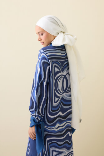 Double Sided Mulberry Silk Shawl Ecru - 5